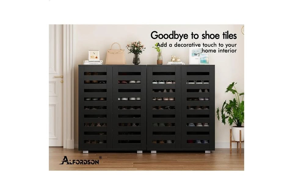 A-SHOE-ORG-BLACK ALFORDSON Shoe Cabinet Organiser Storage Rack Shelf 21 pairs Black