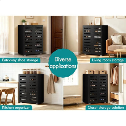A-SHOE-ORG-BLACK ALFORDSON Shoe Cabinet Organiser Storage Rack Shelf 21 pairs Black