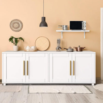 HPJM-TS13 Sideboard 4 Doors Buffet Cabinet with Shelves White