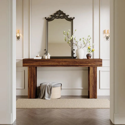 HOGA-JW0909 Tribesigns Farmhouse Console Table, 160 CM Long Narrow Sofa Table, Wooden Table