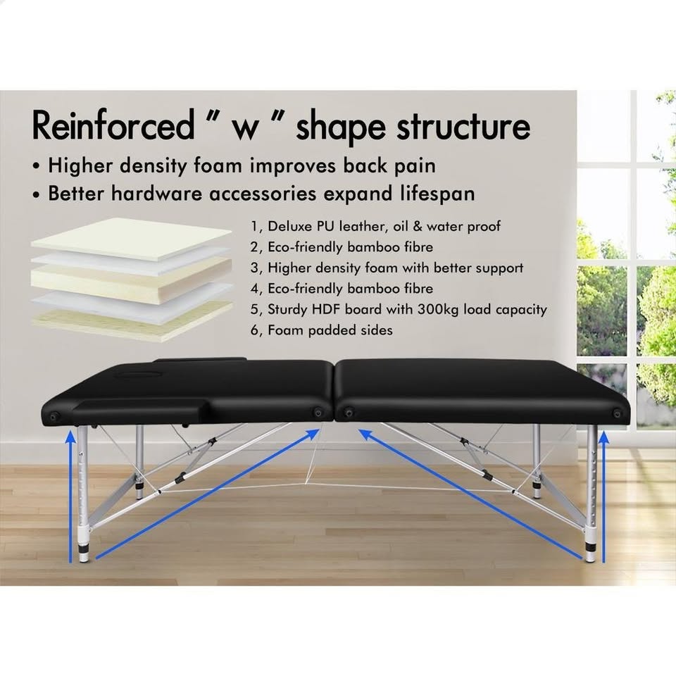 A-MAST-2F-75-BK ALFORDSON Massage Table Portable & Foldable 2 Fold 75cm (Black)