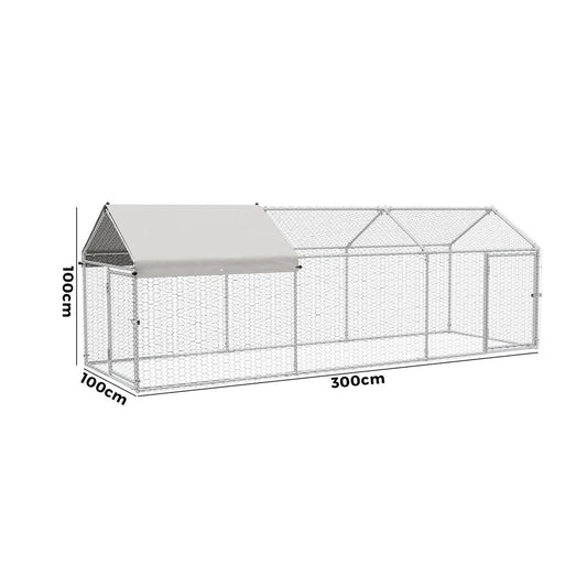 CAGE-QQ-CC311-2D Alopet 3x1x1M Chicken Coop with Cover Poultry Cage Run Yard Pet Rabbit Hutch