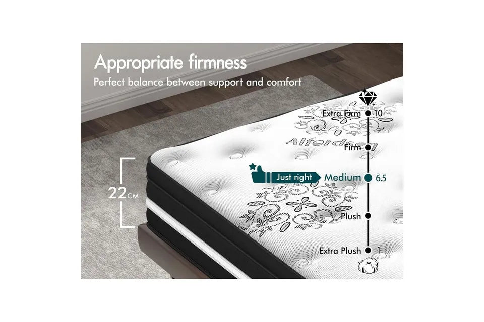 A-MATTRESS-KATH-D ALFORDSON Mattress Double Bed Euro Top 22CM Bonnell Spring Firm Memory Foam