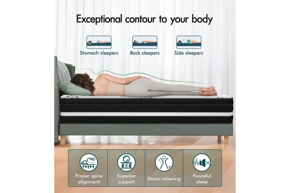 A-MATTRESS-KATH-D ALFORDSON Mattress Double Bed Euro Top 22CM Bonnell Spring Firm Memory Foam