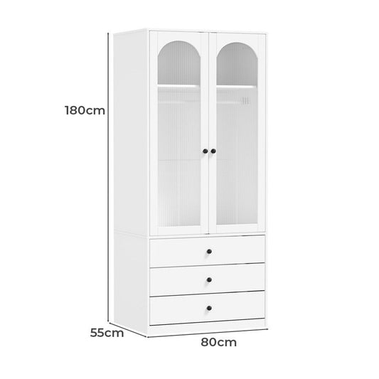 WA-SUN-ACH-WH Roswen Arch 2 Door 3 Drawer Wardrobe