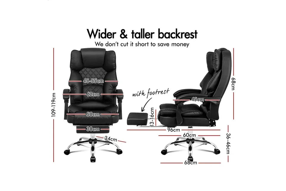 A-OCH-DU-FT-8MH-BK BLACK PU Leather Office Chair with 8-Point Massage Heated Seat