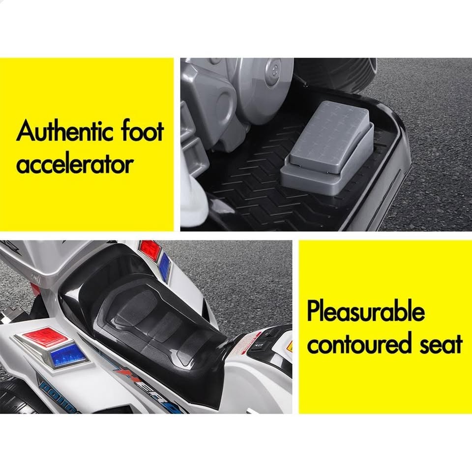 A-CAR-MOTO-PATR-WH ALFORDSON Ride On Car Kids Patrol Motorcycle BMW-Inspired
