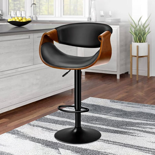A-BAR-BENT-99T-ALLBK ALFORDSON 1x Bar Stool Kitchen Swivel Chair Wooden Leather Gas Lift Trice