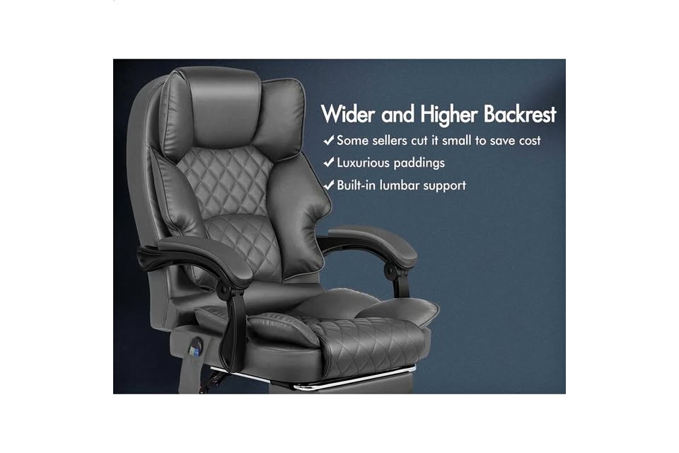 A-OCH-DU-FT-8MH-GREY Grey Color PU Leather ALFORDSON Office Chair with 8-Point Massage Heated Seat