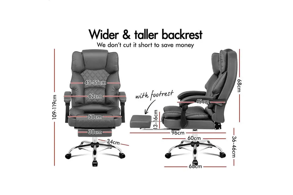 A-OCH-DU-FT-8MH-GREY Grey Color PU Leather ALFORDSON Office Chair with 8-Point Massage Heated Seat