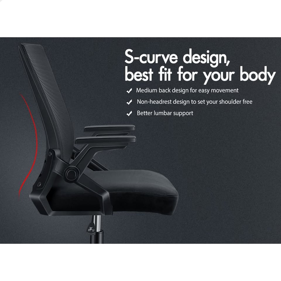 A-OCH-MESH-CON-ALBK ALFORDSON Mesh Office Chair Executive Computer Fabric Seat Gaming Racing Work