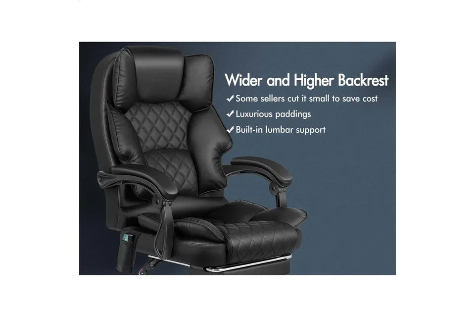 A-OCH-DU-FT-8MH-BK BLACK PU Leather Office Chair with 8-Point Massage Heated Seat