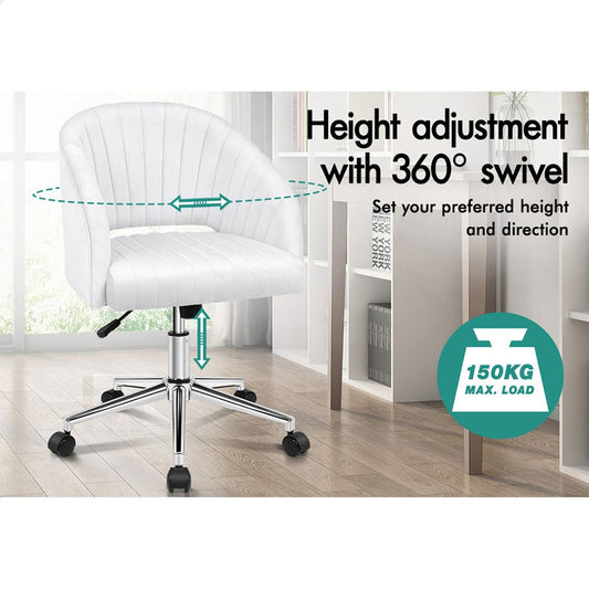 A-OCH-LANV-WH ALFORDSON Office Chair Mid Back Layla Swivel Armchair - Velvet White