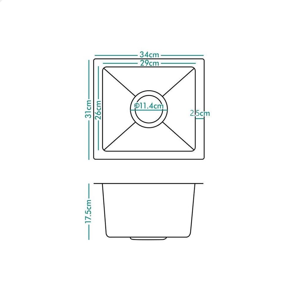 A-SINK-3431 ALFORDSON 340X310MM Kitchen Sink Stainless Steel Drop in Flush Under Mount Basin