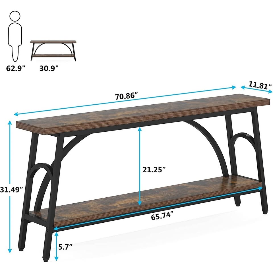 HOGA-C0781 Extra Long Console Table 70.8 Inch Narrow Sofa Tables Entryway Table