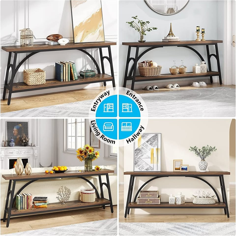 HOGA-C0781 Extra Long Console Table 70.8 Inch Narrow Sofa Tables Entryway Table