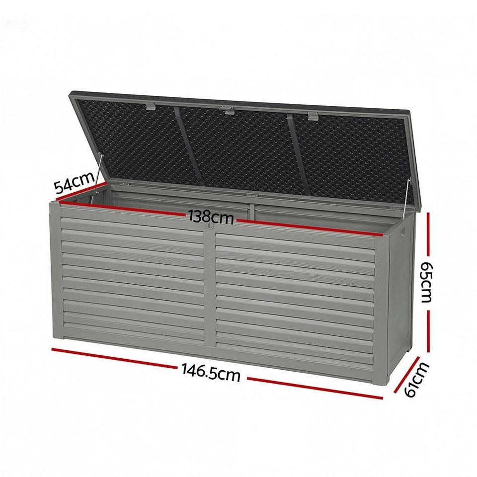 OSB-S490-BK Gardeon Outdoor Storage Box 490L Container Lockable Garden Bench Tools Toy Shed Black