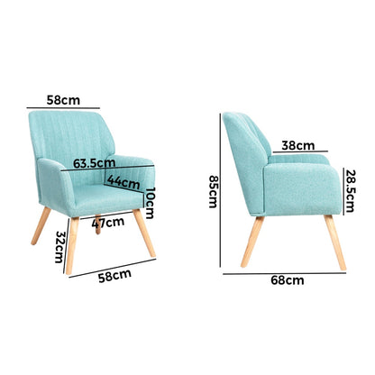 ACH-A1-BL Oikiture Armchair Fabric Couches Blue
