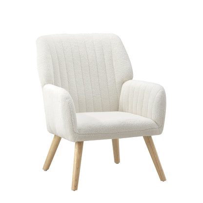 ACH-A1-SP-WH Oikiture Armchair Lounge Sofa Chair Sherpa Couches White