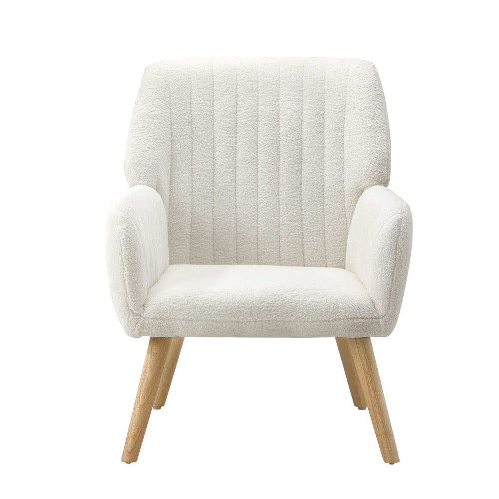ACH-A1-SP-WH Oikiture Armchair Lounge Sofa Chair Sherpa Couches White