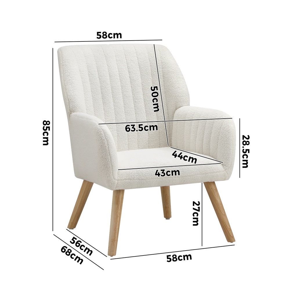 ACH-A1-SP-WH Oikiture Armchair Lounge Sofa Chair Sherpa Couches White