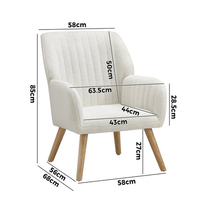 ACH-A1-SP-WH Oikiture Armchair Lounge Sofa Chair Sherpa Couches White