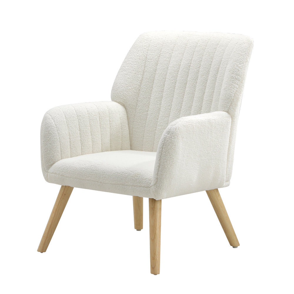 ACH-A1-SP-WH Oikiture Armchair Lounge Sofa Chair Sherpa Couches White