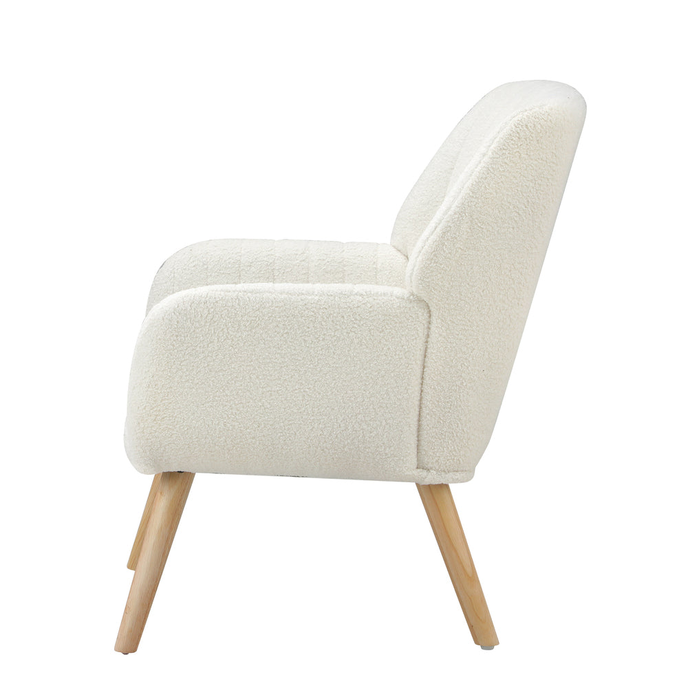 ACH-A1-SP-WH Oikiture Armchair Lounge Sofa Chair Sherpa Couches White