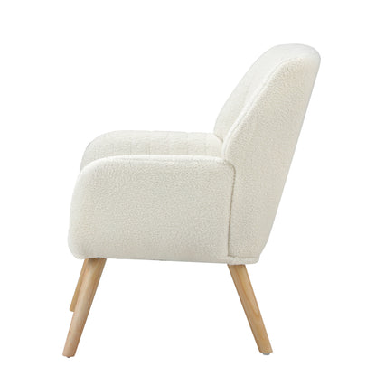 ACH-A1-SP-WH Oikiture Armchair Lounge Sofa Chair Sherpa Couches White