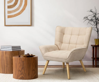 ACH-A3-BG Oikiture Armchair Fabric Upholstered Tub Chair Beige