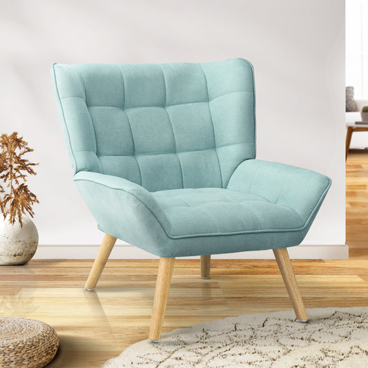 ACH-A3-BL Oikiture Armchair Fabric Upholstered Tub Chair Blue