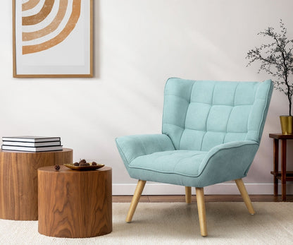 ACH-A3-BL Oikiture Armchair Fabric Upholstered Tub Chair Blue
