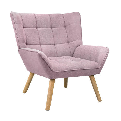Oikiture Armchair Fabric Upholstered Tub Chair Pink