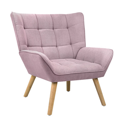 Oikiture Armchair Fabric Upholstered Tub Chair Pink
