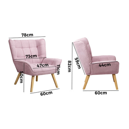 Oikiture Armchair Fabric Upholstered Tub Chair Pink