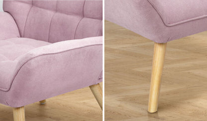 Oikiture Armchair Fabric Upholstered Tub Chair Pink