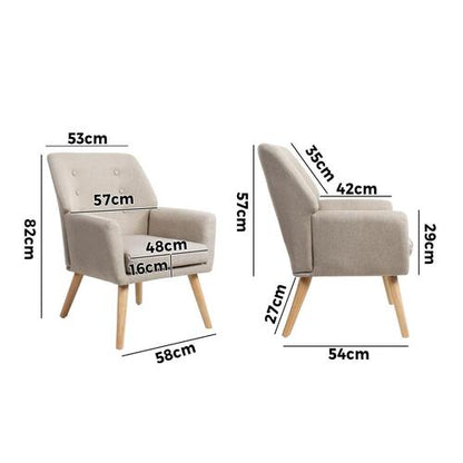 ACH-A6-BG Oikiture Armchair Linen Fabric Beige