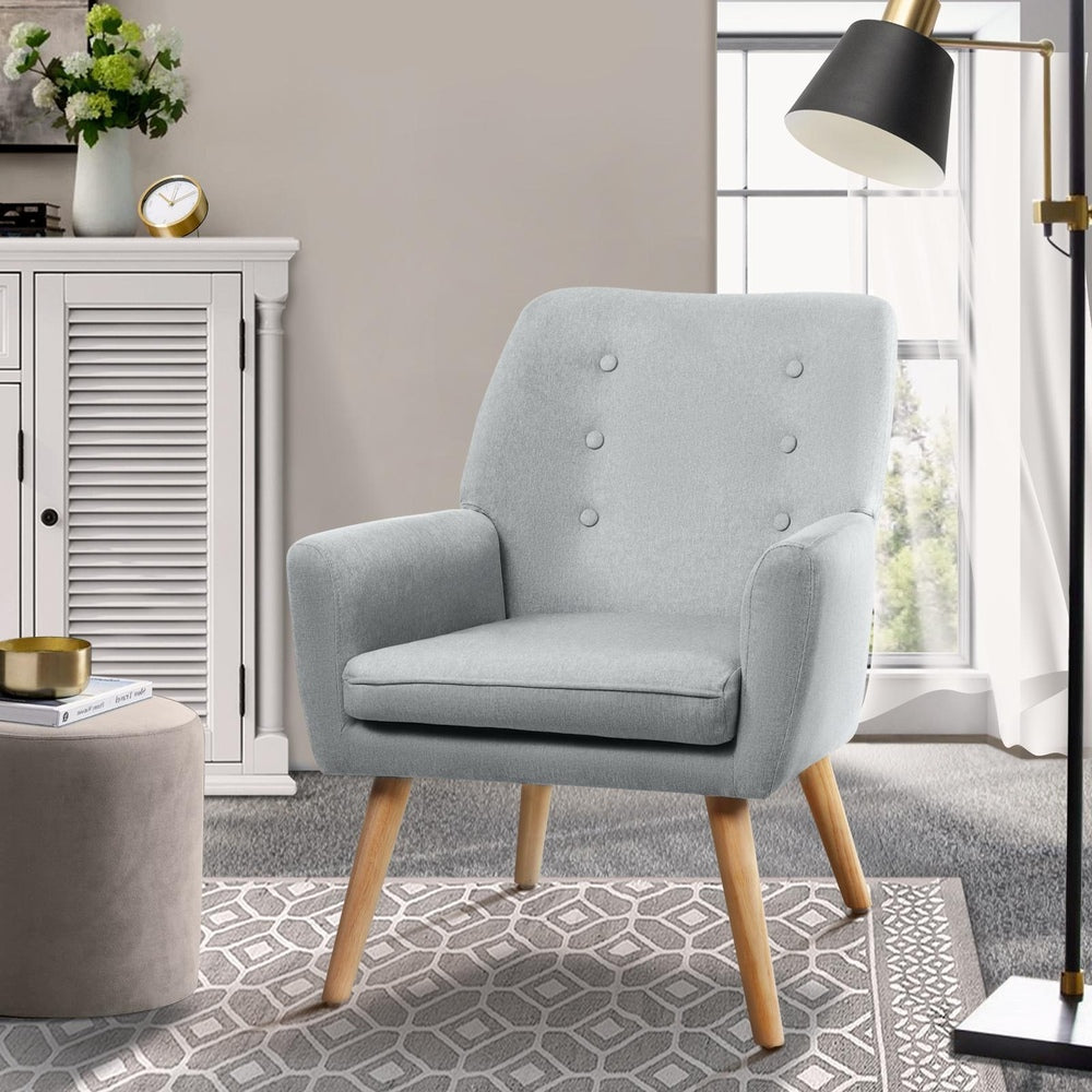 ACH-A6-GY Oikiture Armchair Linen Fabric Grey