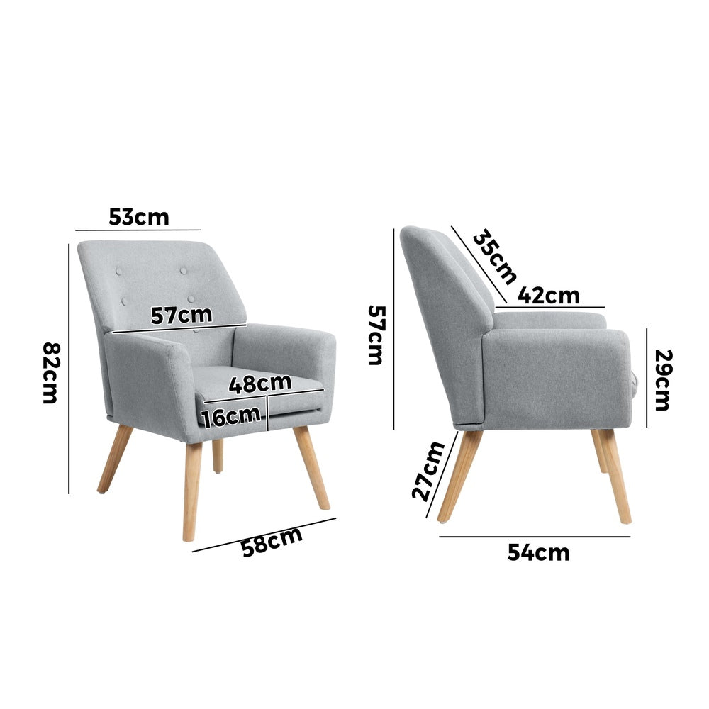 ACH-A6-GY Oikiture Armchair Linen Fabric Grey