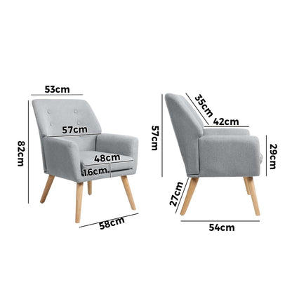 ACH-A6-GY Oikiture Armchair Linen Fabric Grey