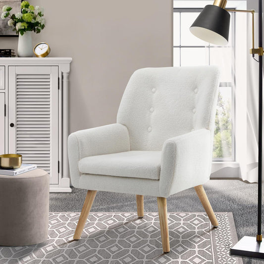 ACH-A6-SP-WH Oikiture Armchair Sherpa White