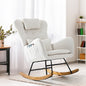 ACH-A7-SP-WH Oikiture Rocking Chair Nursing Armchair Sherpa Accent Chairs With 2 Pillow White