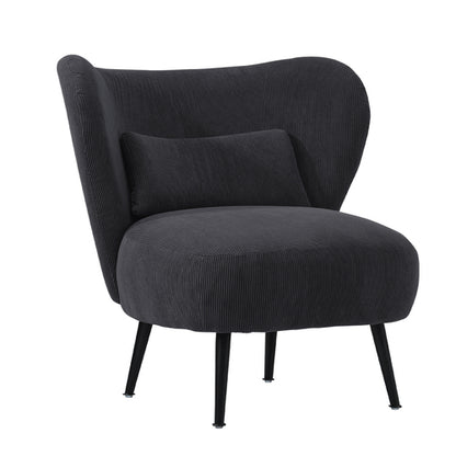 ACH-A8-CA Oikiture Armchair Lounge Chair with Lumbar Pillow Wingback Velvet Charcoal