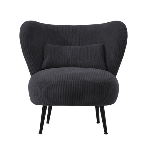 ACH-A8-CA Oikiture Armchair Lounge Chair with Lumbar Pillow Wingback Velvet Charcoal