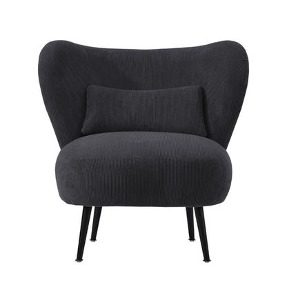 ACH-A8-CA Oikiture Armchair Lounge Chair with Lumbar Pillow Wingback Velvet Charcoal