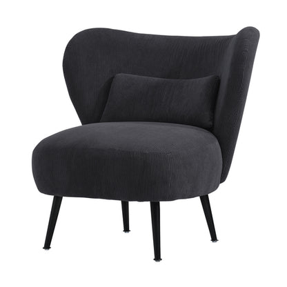 ACH-A8-CA Oikiture Armchair Lounge Chair with Lumbar Pillow Wingback Velvet Charcoal