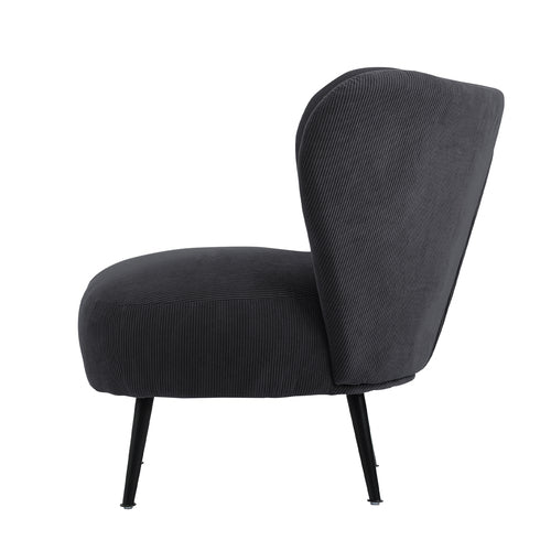 ACH-A8-CA Oikiture Armchair Lounge Chair with Lumbar Pillow Wingback Velvet Charcoal