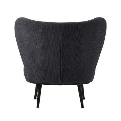ACH-A8-CA Oikiture Armchair Lounge Chair with Lumbar Pillow Wingback Velvet Charcoal