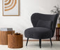 ACH-A8-CA Oikiture Armchair Lounge Chair with Lumbar Pillow Wingback Velvet Charcoal