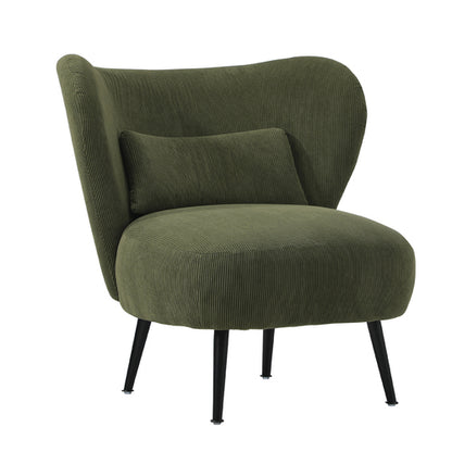 ACH-A8-GN Oikiture Armchair Lounge Chair with Lumbar Pillow Wingback Velvet Green